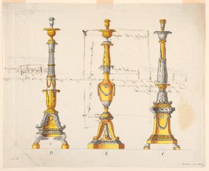 Três designs para castiçais de Unknown artist