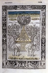 O triunfo da fama de Francesco Petrarca (Petrarca). Biblia em miniatura. Trivulziana, Milão. de Unknown artist
