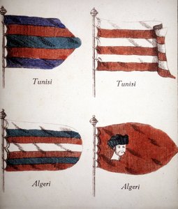 Bandeiras tunisinas e argelinas do final do século XVIII. de Unknown artist