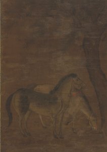 Dois cavalos debaixo de uma árvore de Unknown artist