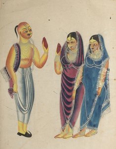 Devoto Vaishnava com duas mulheres de Unknown artist