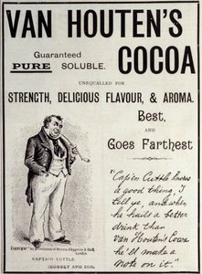 Autocolante publicitário Van Houten de cacau, cerca de 1890 de Unknown artist