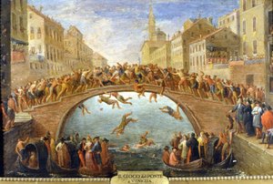 Veneza, o jogo da ponte. Pintura anónima. Século XVIII. Col. privado. de Unknown artist