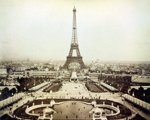 Vista da Exposição Universal de 1889 em Paris e da Torre Eiffel. de Unknown artist