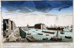 Vista do Almirantado em Amesterdão das Lojas das Bacias e Construções que lhes pertencem e da Companhia das Índias Orientais da Holanda - Vista Óptica de Unknown artist