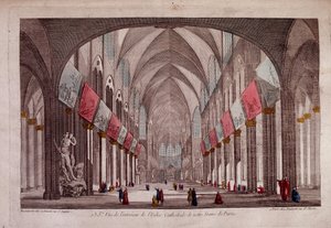 Vista do interior de Notre-Dame de Paris - vista óptica de Unknown artist