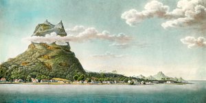 Vista da ilha de Bora Bora na actual Polinésia Francesa. Gravura do século XVIII. Colecção privada de Unknown artist