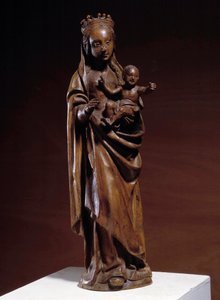 Escultura de madeira virgem e infantil do século XIV. Feita no norte da França. Musee Vivenel, Compiegne de Unknown artist