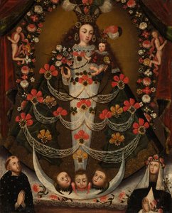Virgem de Pomata com São Nicolau Tolentino e Santa Rosa de Lima de Unknown artist