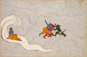 Vishnu Batalhas Madhu e Kaitabha, do Markandeya Purana de Unknown artist