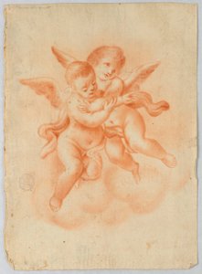 Putti alado nas nuvens de Unknown artist