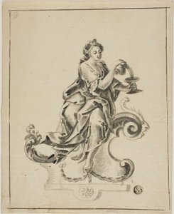 Mulher sentada no rolo rococó de Unknown artist