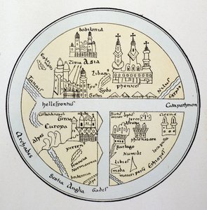 Mapa mundial de um manuscrito de Leipzig do século XI de Unknown artist