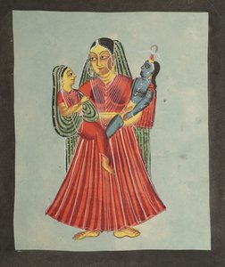 Yasoda segurando Krishna e Radha de Unknown artist