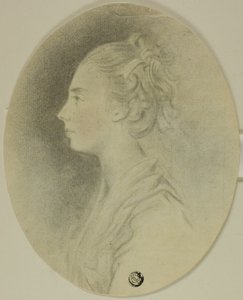 Jovem de perfil com fita no cabelo de Unknown artist