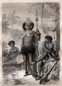 nativos das Ilhas Marquesas - Viagem do Capitão James Cook de Unknown artist
