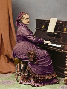 Clara Schumann (1819 -1896), pianista e compositora alemã, ao piano - Retrato de Clara Schumann (1819-1896), pianista e compositora alemã, esposa de Robert Schumann. de Unknown photographer