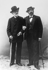 Giuseppe Verdi, compositor italiano (1813-1901), e o tenor Francesco Tamagno (1850-1905) em Montecatini no final do século XIX. de Unknown photographer
