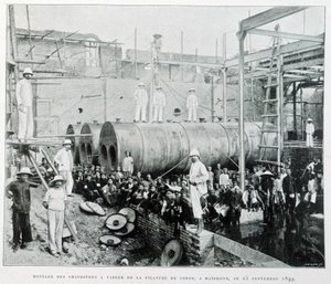 Instalação de caldeiras a vapor de algodão Haiphong fiado em 25/9/1899 - em "Le Tonkin en 1900" de Robert Dubois. de Unknown photographer