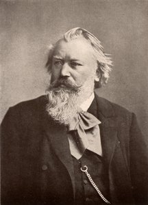 Johannes Brahms (1833-1897) compositor alemão, meio-tom (impressão) de Unknown photographer