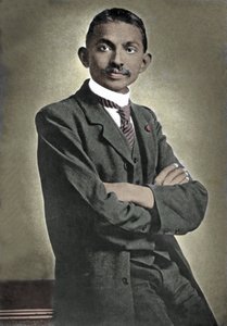 Retrato do líder político Mohandas Karamchand Gandhi (1869-1948) conhecido como o Mahatma, líder político e espiritual indiano de Unknown photographer