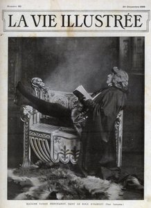 Sarah Bernhardt (1844-1923) no papel de Hamlet por Shakespeare - capa da Vida Ilustrada de 1899 de Unknown photographer