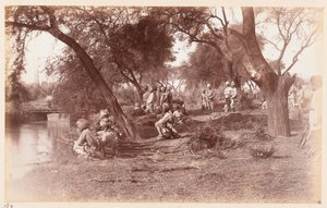 A apreensão da ponte do canal de Alipur por Guides Cavalry, Delhi Camp of Exercise, 1885 de Unknown