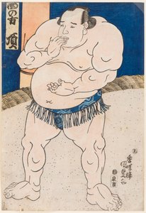 Retrato do lutador de sumo Itadaki. Impresso por Utagawa Kunisada (1786-1865) de Utagawa Kunisada