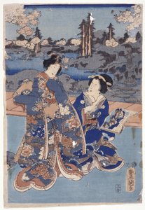 Uma comparação Edo das figuras de Murasaki (Edo Murasaki Sugata Kurabe) (impressão em bloco de madeira a cores)