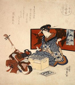 Goban migi-midare dori, c.1825 (impressão em bloco de madeira colorida) de Utagawa Kunisada