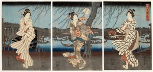 Uma noite fria de verão em Ryogoku, 1848-51 (woodblock)