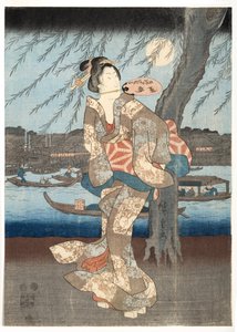 Uma noite fria de verão em Ryogoku, 1848-51 (woodblock)
