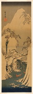 Um desfiladeiro nevado no rio Fuji de Utagawa Hiroshige
