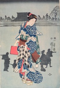 Ato três do drama &39;Chushingura&39;, c.1840 (impressão em xilogravura a cores)