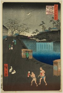 Blue Sope, a mão do tigre em Otsui (Toranomon-outer Aoi-zaka), da série "Ridge dre d fa net s views of Edo (Cem vistas famosas de Edo)" de Utagawa Hiroshige