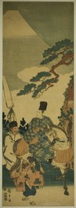 Ariwara no Narihira passando pelo Monte Fuji em sua jornada para o leste de Utagawa Hiroshige