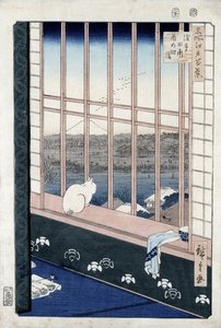 Asakusa Rice Fields durante o festival do galo da série &39;Meisho Edo Hyakkei&39; (cem vistas de Edo) 1861 (impressão em xilogravura a cores)