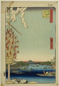 Rio Asakusa, grande margem do rio, rio Miyato (Asakusagawa Okawabata Miyatogawa), da série "Cem vistas famosas de Edo (Meisho Edo hyakkei)" de Utagawa Hiroshige