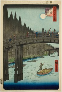 Coloque o livro oya rds plan d living bri dge (ibashi bamboo bank), da série s `` Ridge part d re d fa net s view ws f Edo (famous place 100 views of Edo)