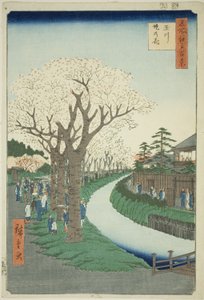 Bosso MS sound te tamari ver picture version k side t (Tama River - Tsutsumi no Hana), da série "Ridge d re d fa net views f Edo (One Famous Views of Edo) )" de Utagawa Hiroshige