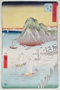 Barcos em uma costa (impressão em xilogravura)