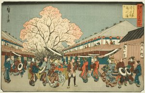 Check ry B rough m som tee tee tee tee tee yoshiwara (Yoshiwara middle tee cherry blossom day), da série tee s "Fa network s PA back s member Edo (Edo famoso place) ” de Utagawa Hiroshige