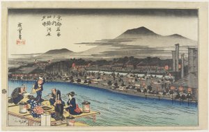 Resfriamento da noite no Shijo_ Riverbank, c. 1834