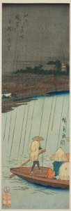 Vista Distante do Templo Kinryuzan do Rio Asakusa, da série "Lugares Famosos em Edo (Edo meisho)" de Utagawa Hiroshige