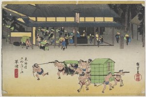 Casa de postagem famosa, Kusatsu, c. 1833