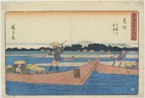 Ferry no rio Tenryu em Mitsuke, 1841-1842