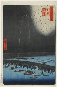 Fogos de artifício na ponte Ryo_goku, 1858