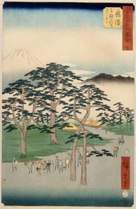 Fujisawa da série 53 estações do Tokaido, 1855 (impressão de woodblock de cor)