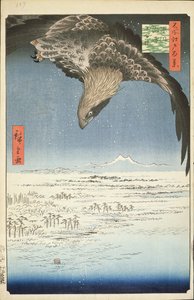 Fukagawa Susaki e Jumantsubo, no.107 de Cem vista famosa de Edo, 1857 (impressão de cor em xilogravura)