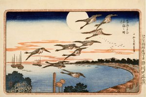 Lua Cheia em Takanawa, a partir de lugares celebrados na Capital Oriental de Edo, c.1832 (xilogravura colorida) de Utagawa Hiroshige